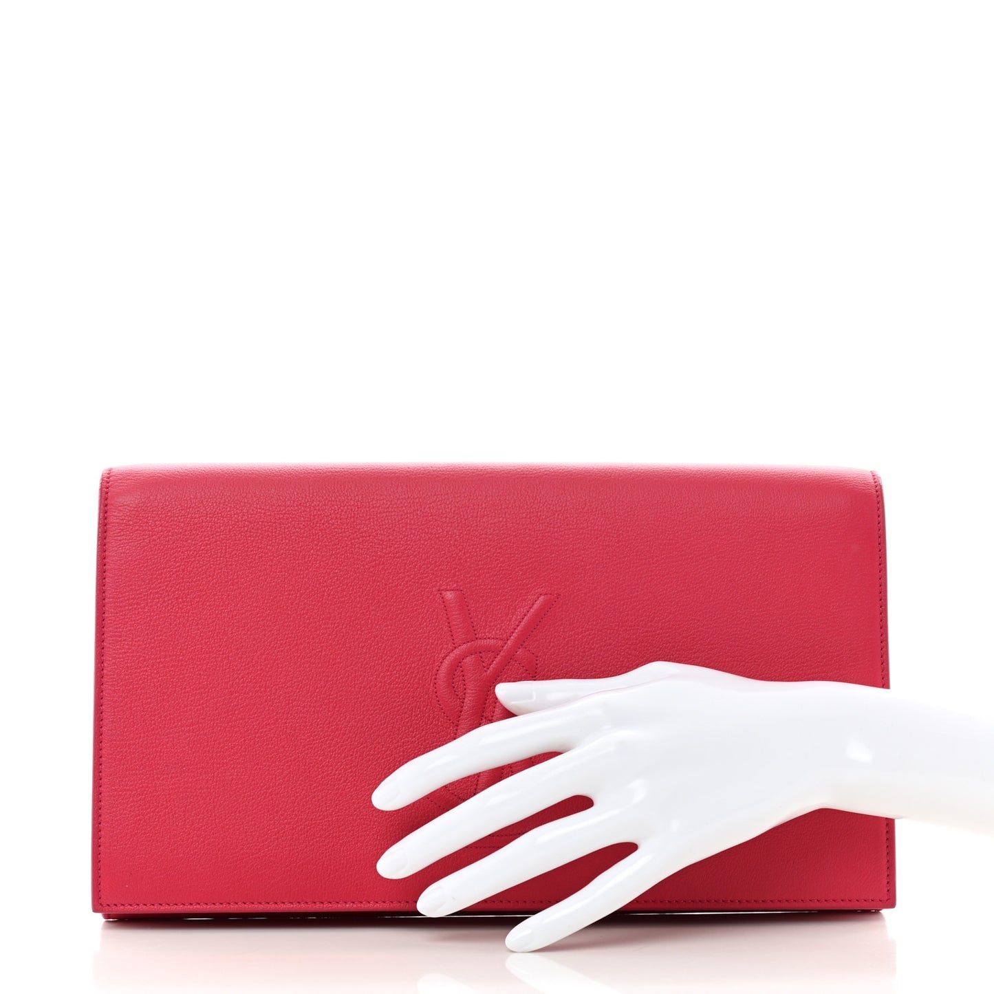 Calfskin Monogram Large Belle De Jour Clutch Lipstick Fuchsia