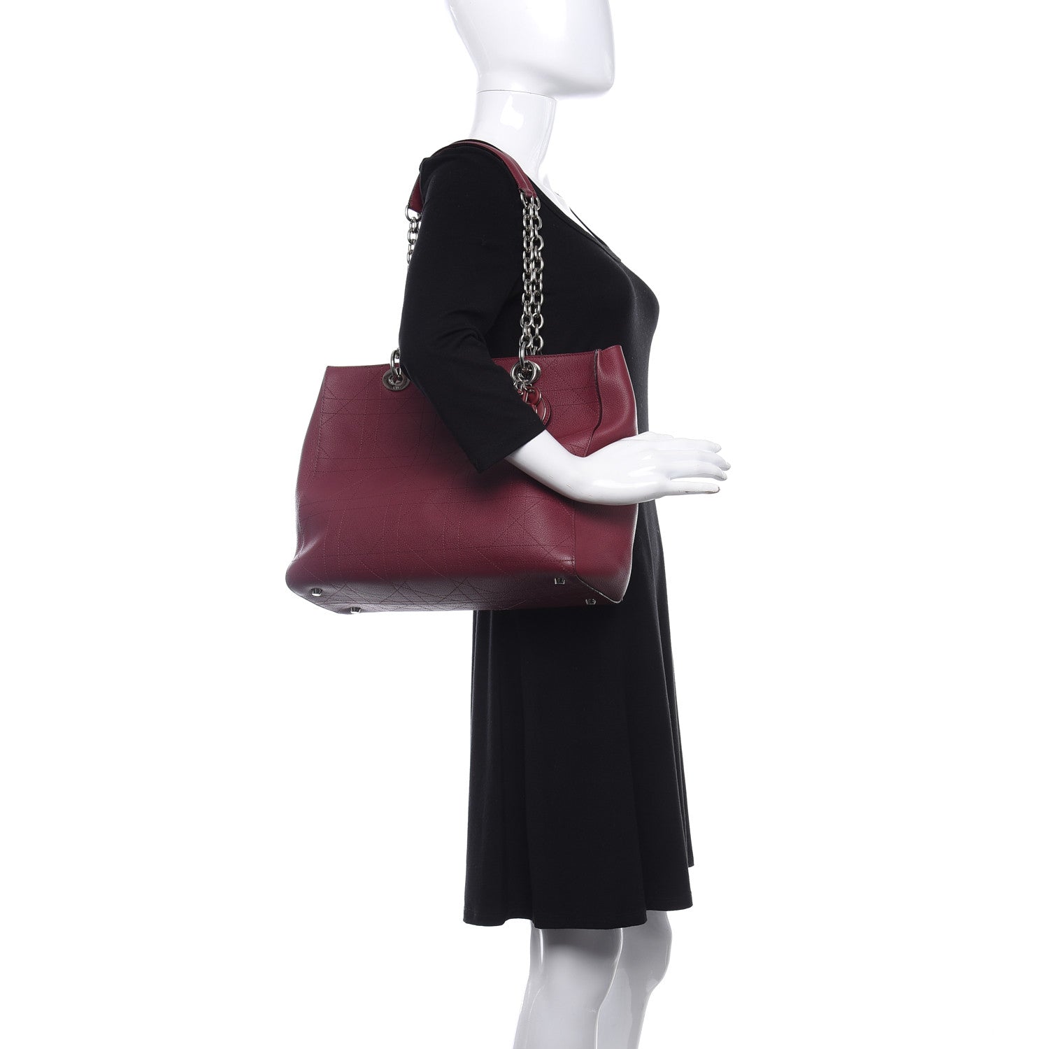 Christian Dior Grained Calfskin Cannage Medium Ultradior Tote Burgundy 2 of 13