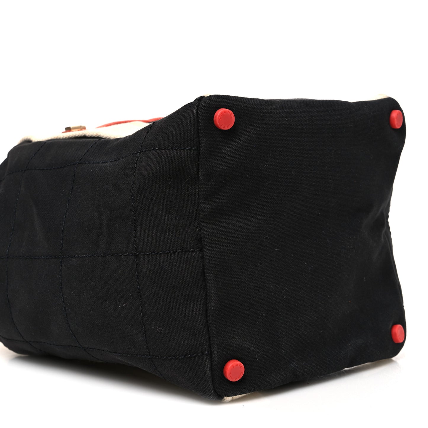 Canvas Bucket Bag White Black Orange