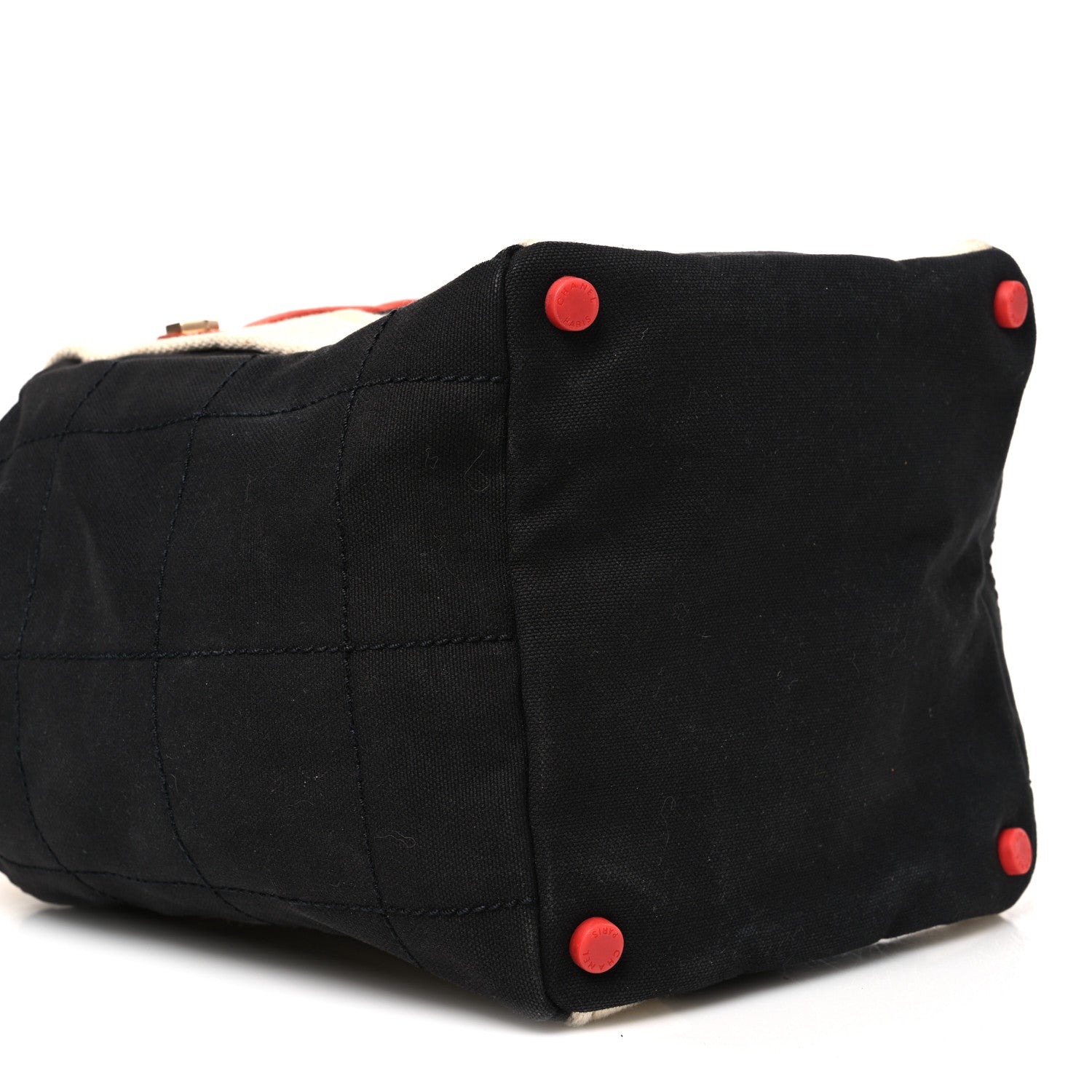 Chanel Canvas Bucket Bag White Black Orange 9 of 10