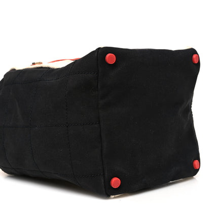 Chanel Canvas Bucket Bag White Black Orange 9 of 10