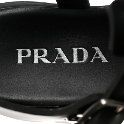 Prada Foam Rubber Triangle Logo Monolith 55mm Cage Sandals 40 Black 7 of 8