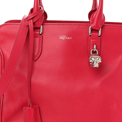 Alexander McQueen Pebbled Calfskin Small Skull Padlock Zip Around Tote Red 8 of 15