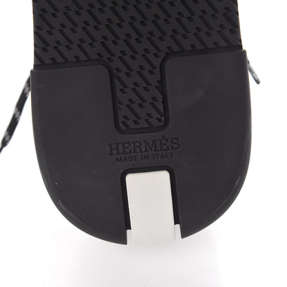 Hermes Knit Goatskin Mens Addict Sneakers 45 Black White 6 of 7