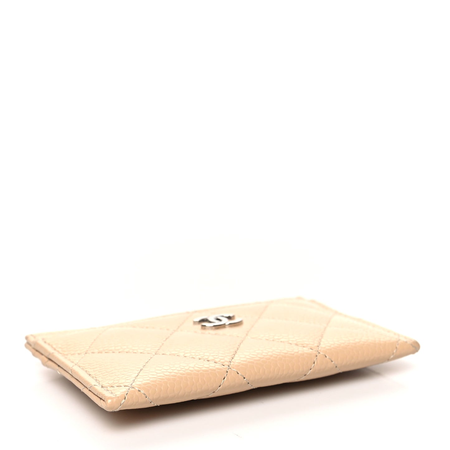Caviar Quilted Card Holder Beige