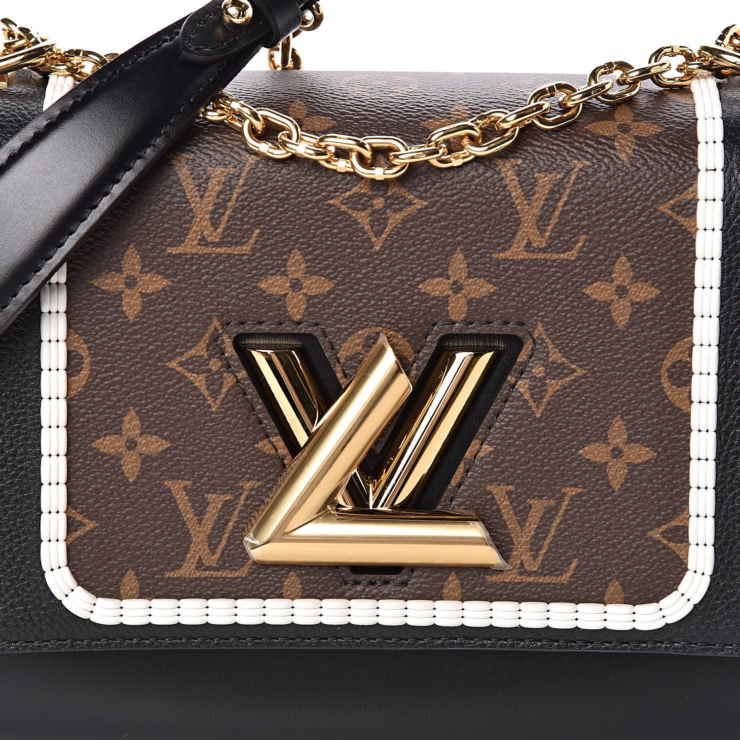 Louis Vuitton Calfskin Monogram Braided Twist Shoulder Bag MM Black 9 of 11