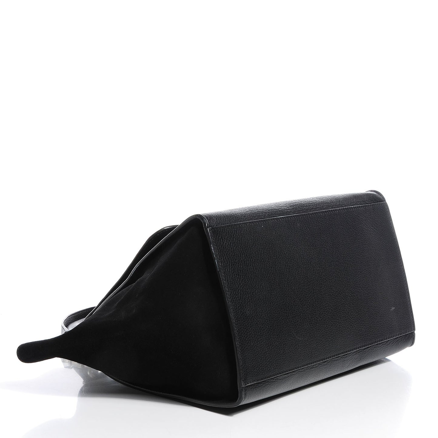 Drummed Calfskin Suede Medium Trapeze Black