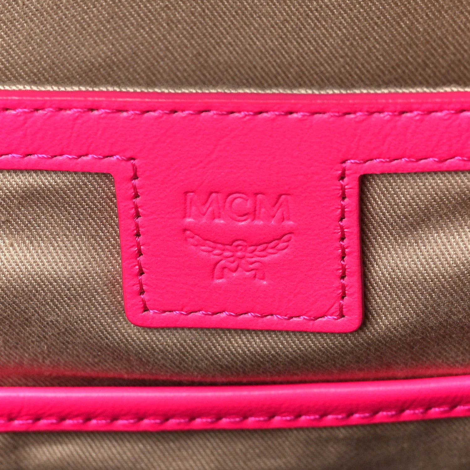 MCM Visetos Small Side Stud Stark Backpack Neon Pink 5 of 8