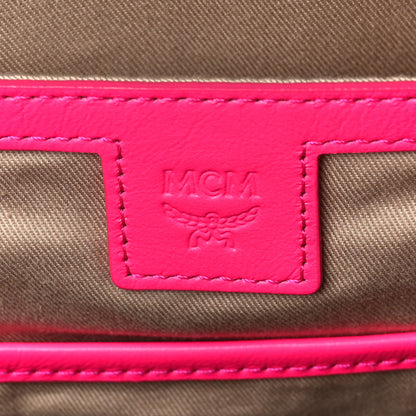 MCM Visetos Small Side Stud Stark Backpack Neon Pink 5 of 8