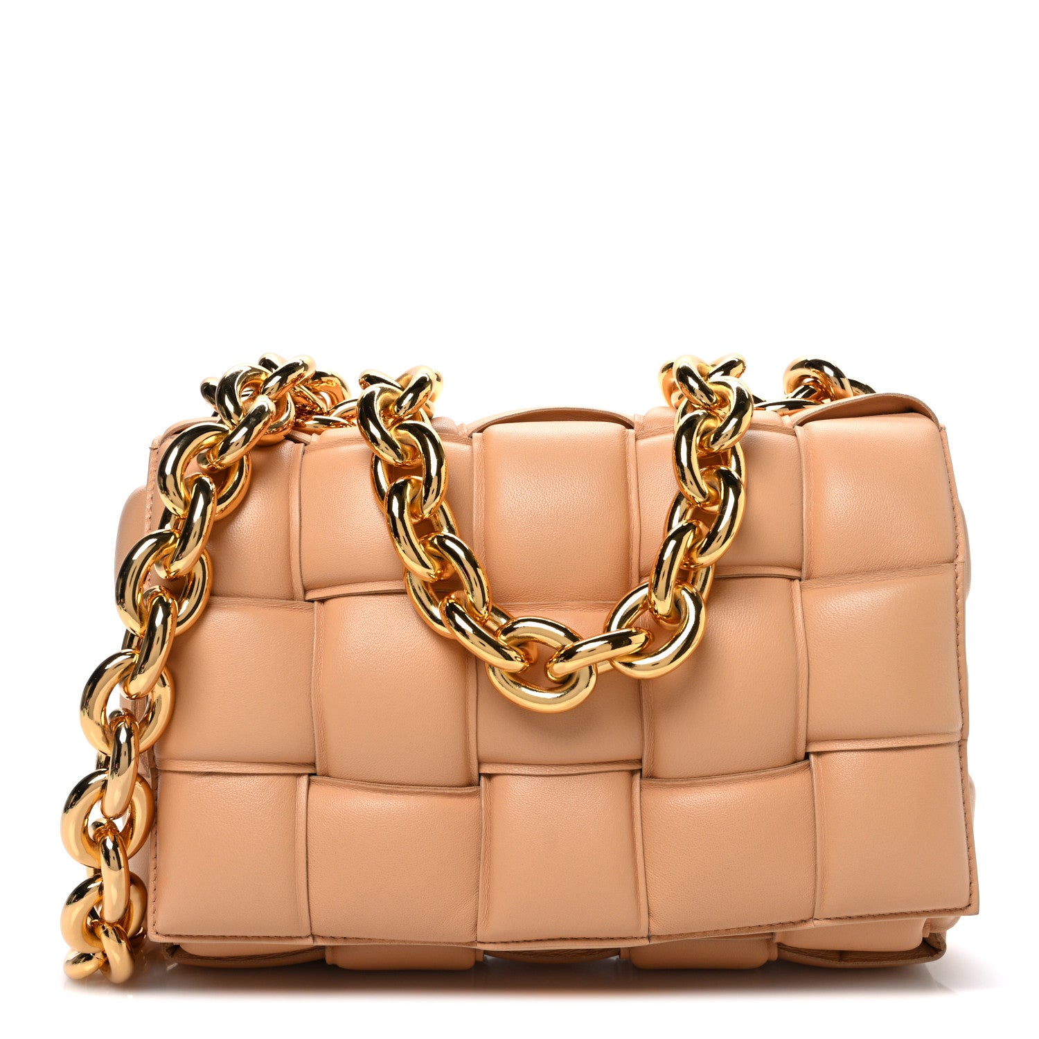 Bottega Veneta Lambskin Maxi Intreccio Padded Chain Cassette Crossbody Bag Almond 1 of 11