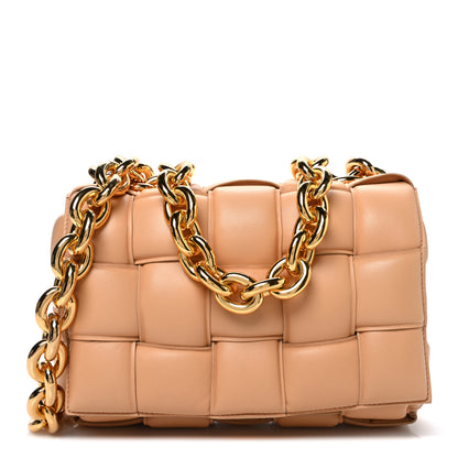 Bottega Veneta Lambskin Maxi Intreccio Padded Chain Cassette Crossbody Bag Almond 1 of 11