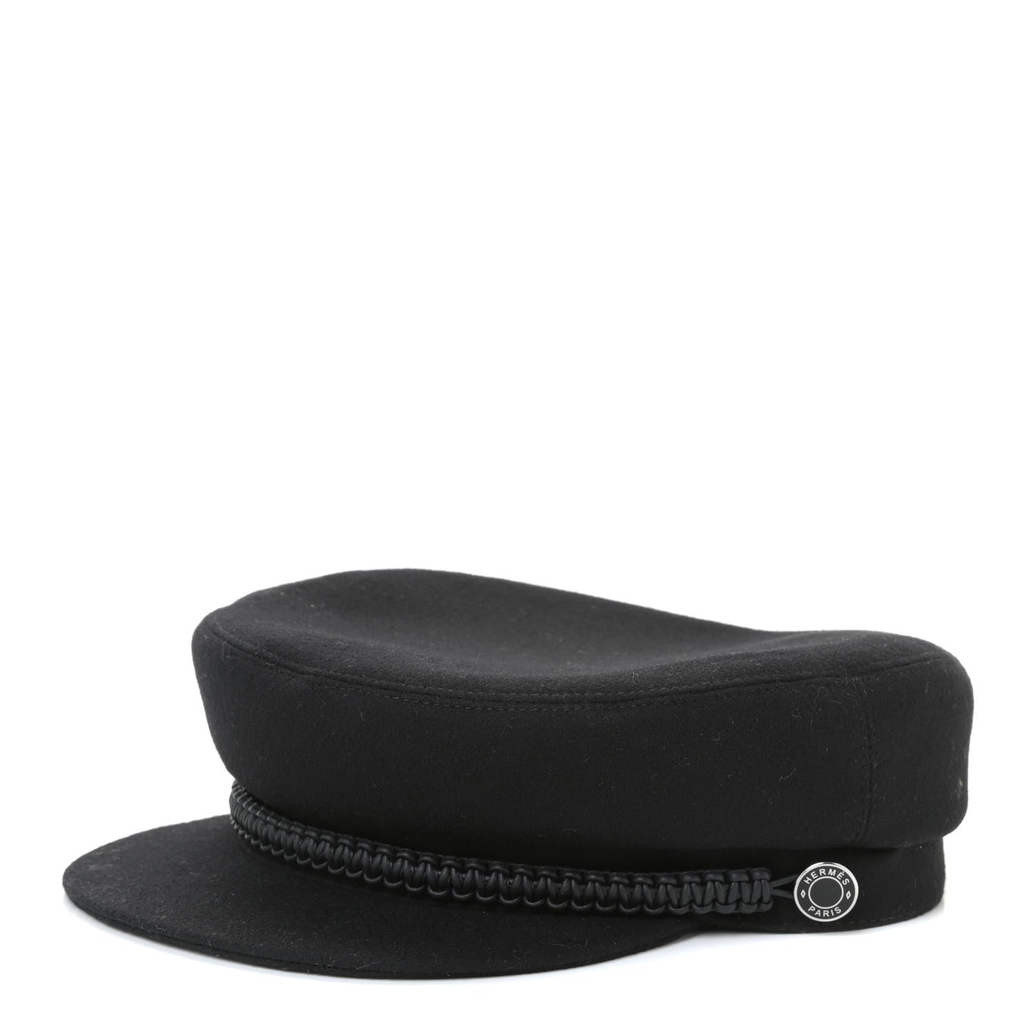 Hermes Cashmere Swift Braided Deauville Cap 58 Black 1 of 7