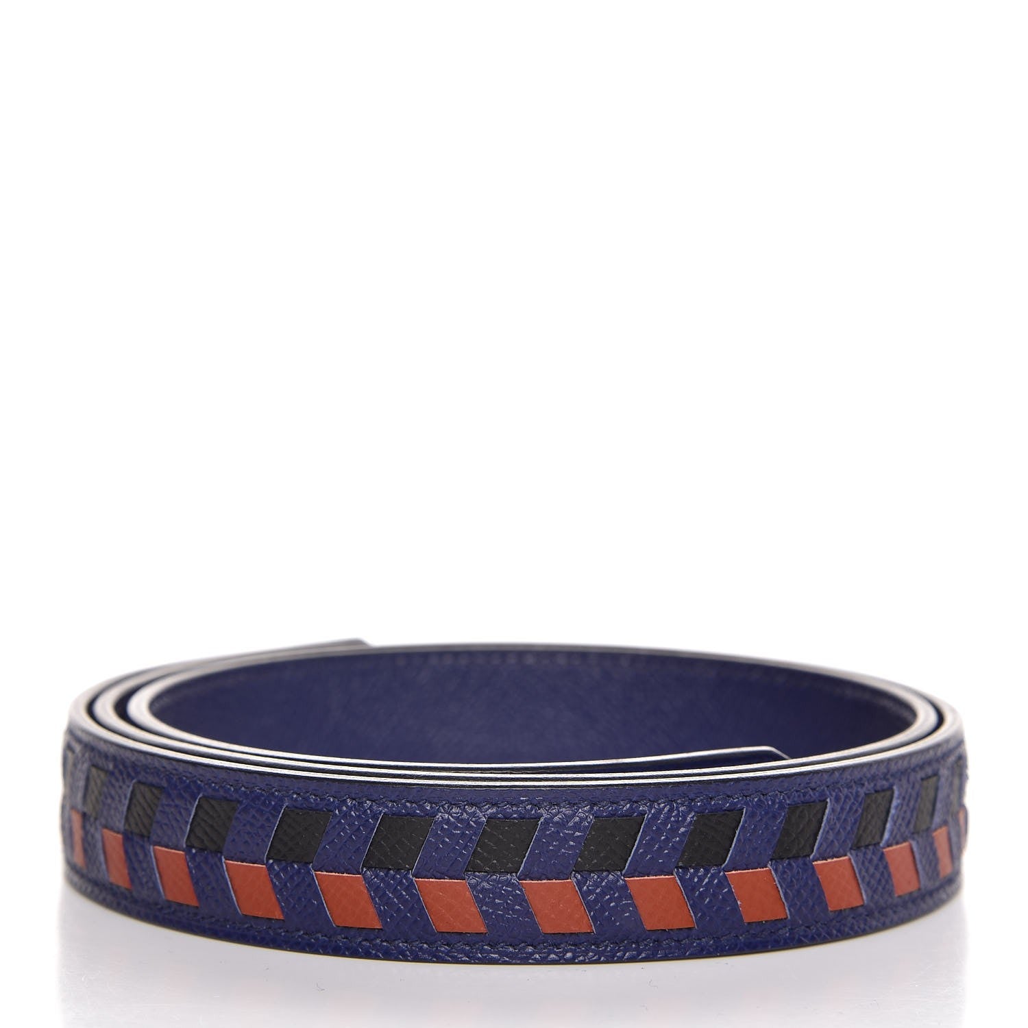 Hermes Epsom 25mm Tressage Shoulder Strap Bleu Indigo Noir Terre Battue 2 of 5