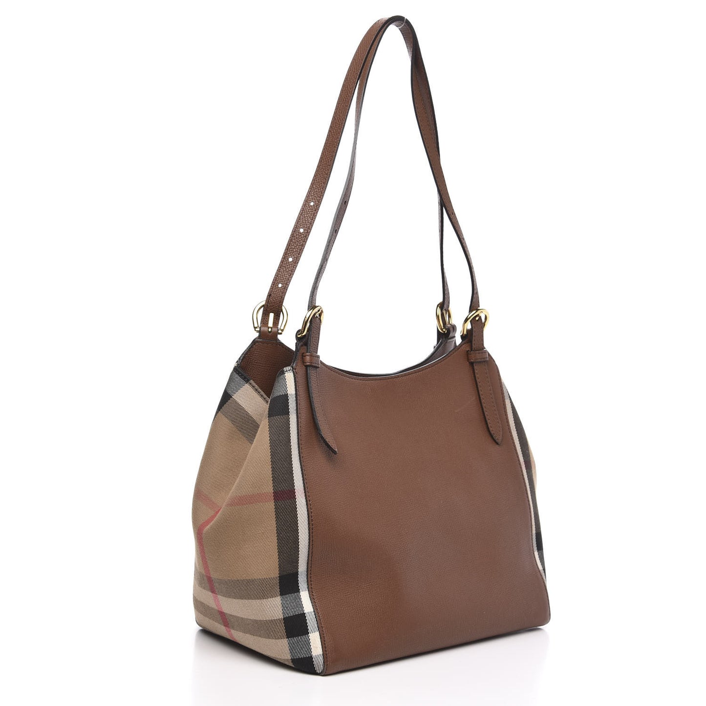 Grainy Calfskin House Check Small Canterbury Tote Tan
