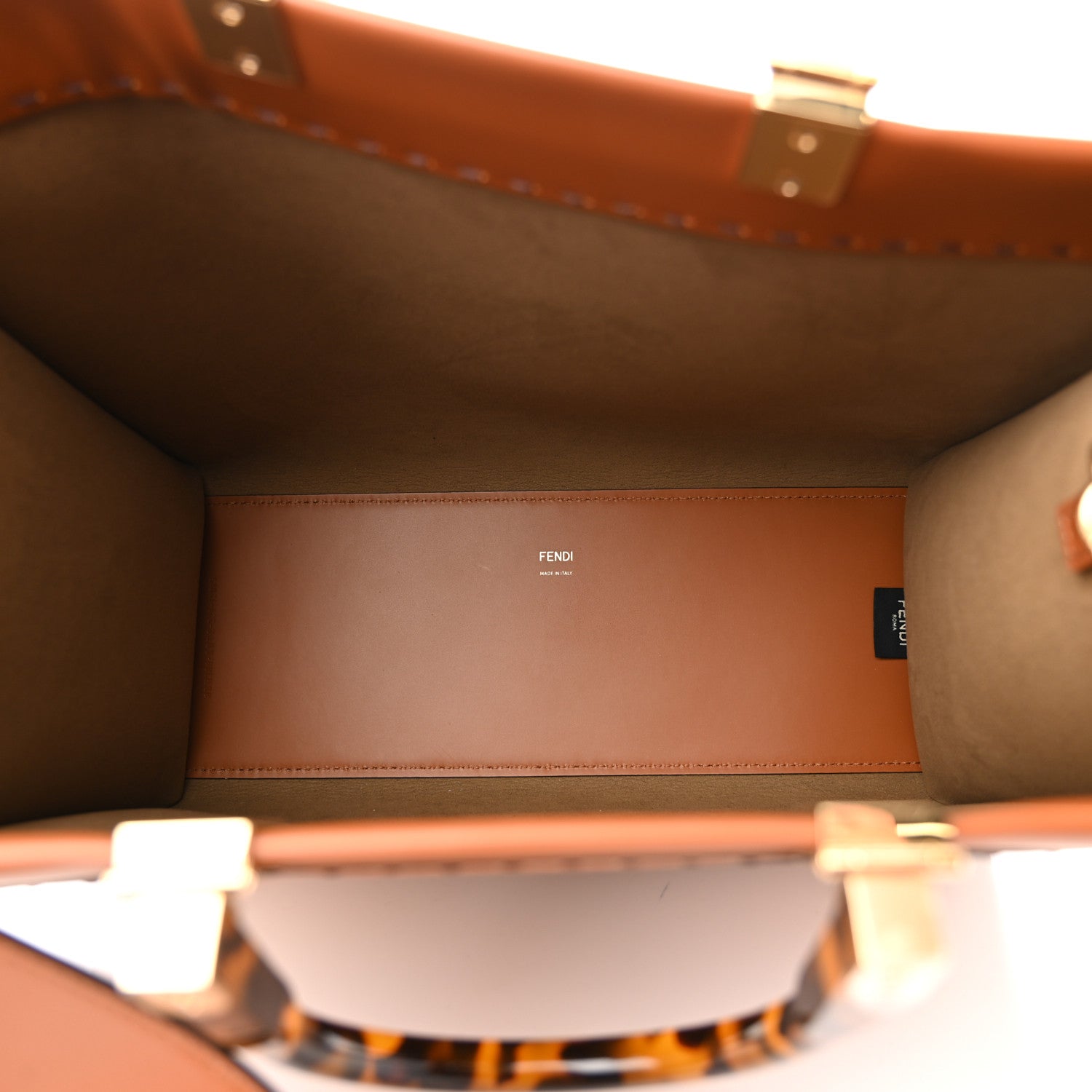 Fendi Vitello King Plexiglass Medium Fendi Sunshine Shopper Tote Cuoio 5 of 11