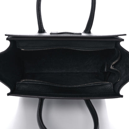 Celine Drummed Calfskin Nano Luggage Black 5 of 9