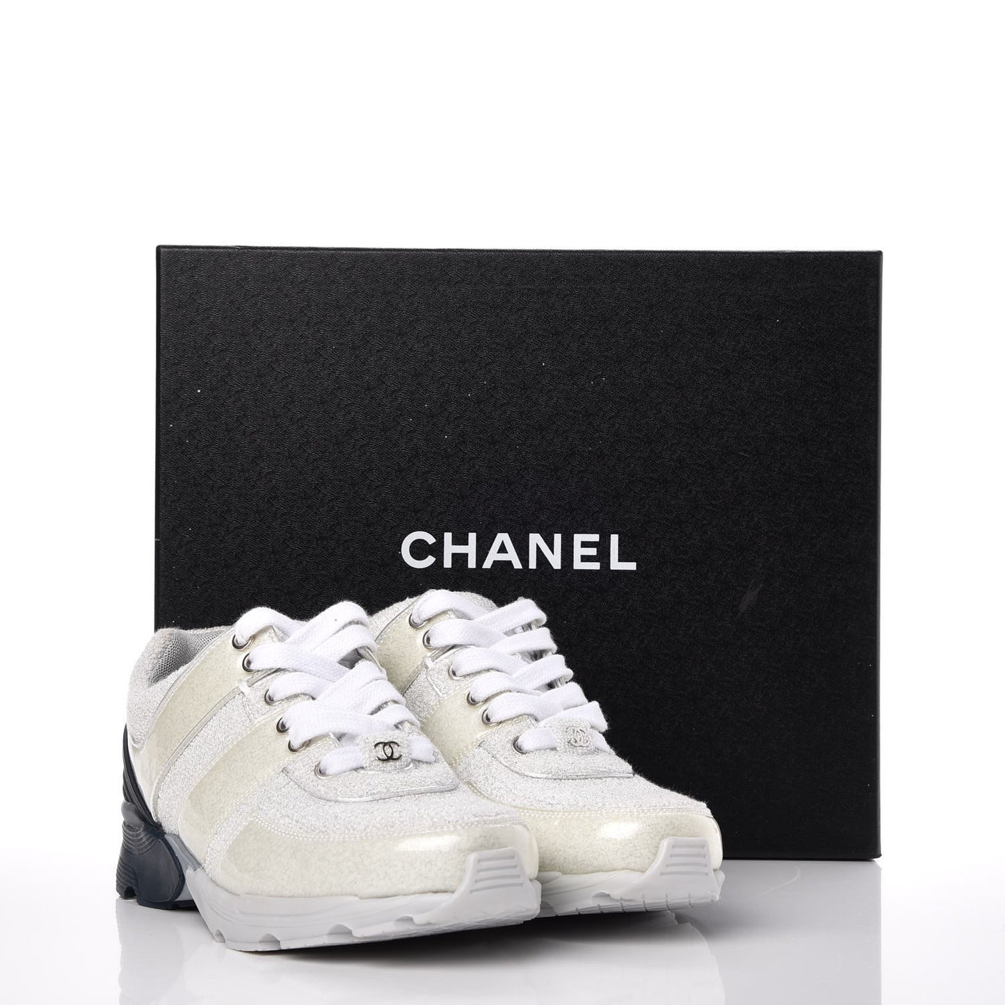 Iridescent Terry Cloth PVC Calfskin Sneakers 36.5 Silver