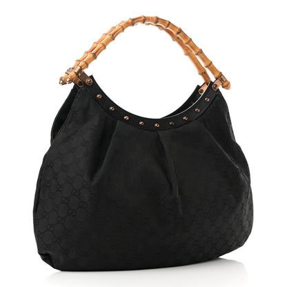 Gucci Monogram Bamboo Top Handle Shoulder Bag Black 2 of 13