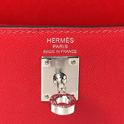 Hermes Madame Calfskin Verso Kelly Sellier 25 Rouge Piment Rose Shocking 6 of 10