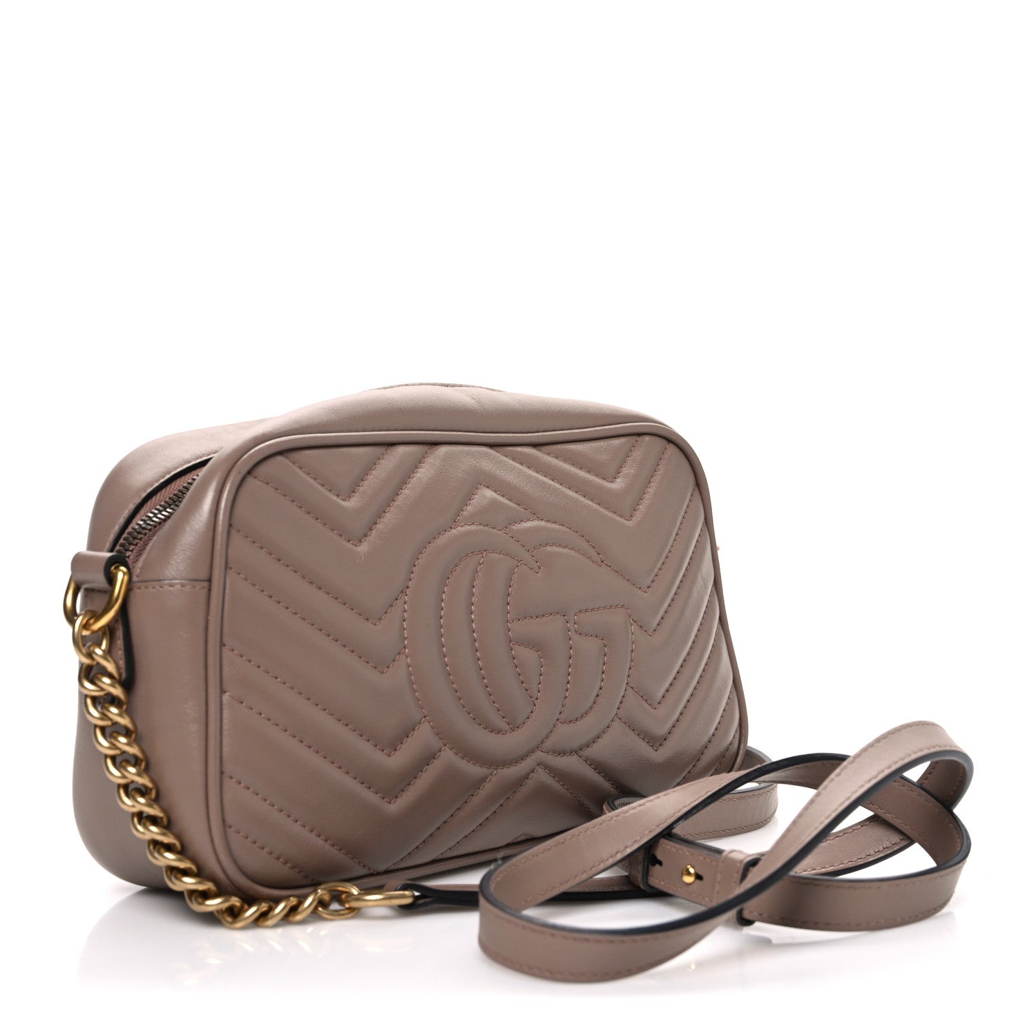 Gucci Calfskin Matelasse Small GG Marmont Chain Shoulder Bag Porcelain Rose 2 of 9