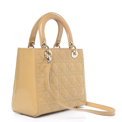 Christian Dior Patent Cannage Medium Lady Dior Beige 4 of 11