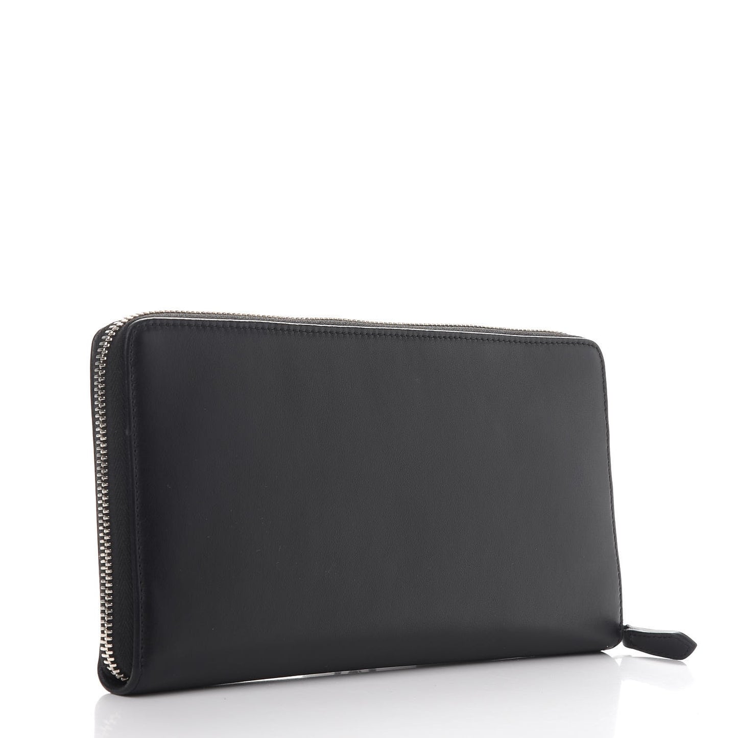 Calfskin Star Pandora Zip Around Wallet Black White
