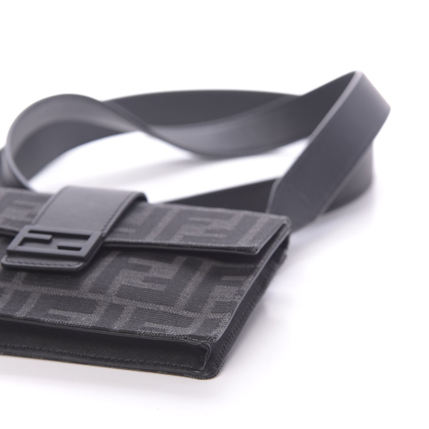 Fendi Recycled Fabric Jacquard Vitello Grace FF 1974 Baguette Belt Pouch Asfalto Black 9 of 10
