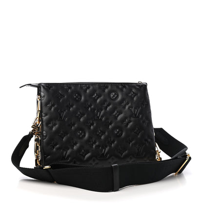 Louis Vuitton Lambskin Embossed Monogram Coussin PM Black 3 of 8