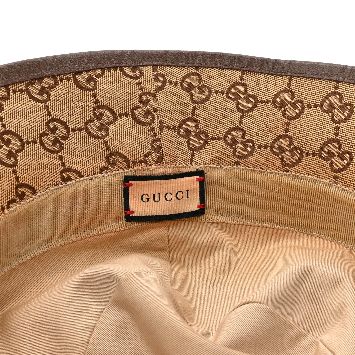 Gucci Monogram Textured Dollar Calfskin GG Jago Bucket Hat L Cacao Beige 10 of 10
