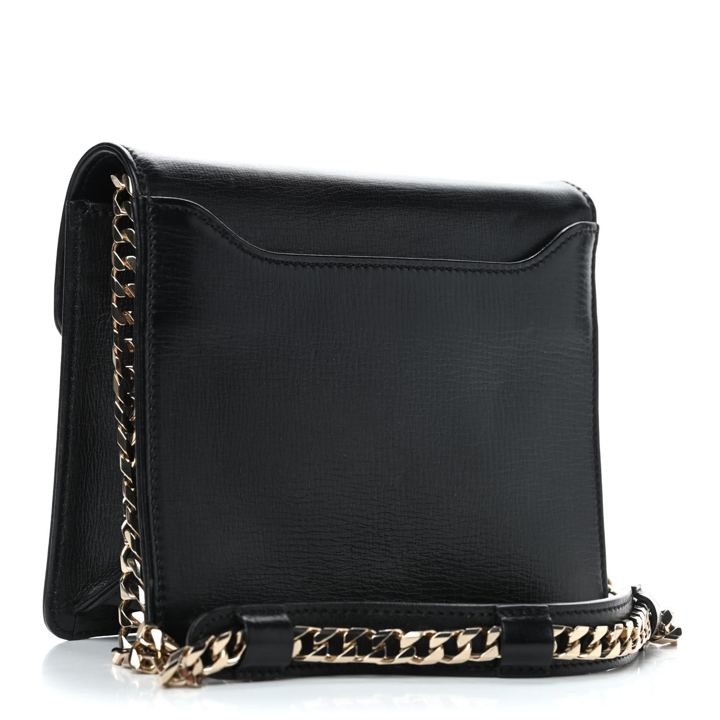 Calfskin Shark Lock Chain Clutch Black