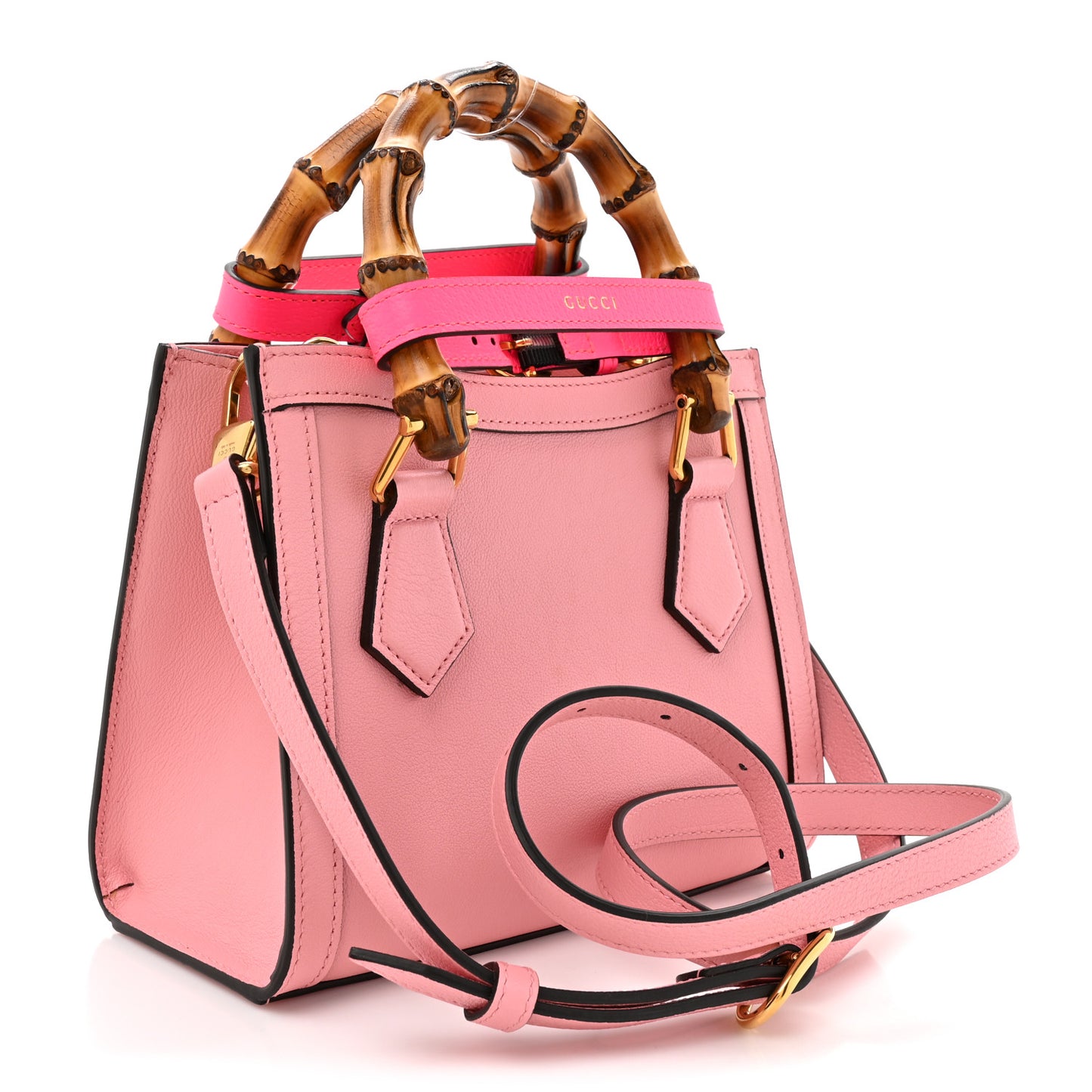 Wonka Grain Calfskin Mini Diana Tote Bag Wild Rose Fuxia Fluo