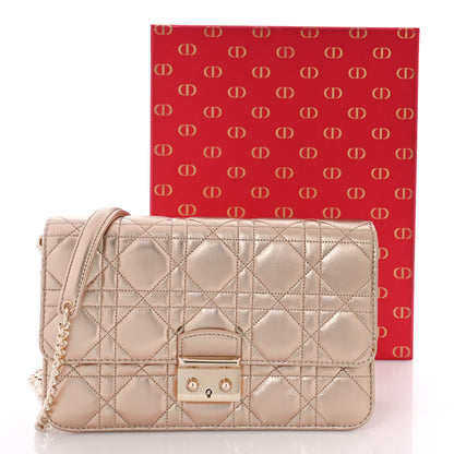 Christian Dior Metallic Lambskin Cannage Miss Dior Promenade Pouch Gold 8 of 8
