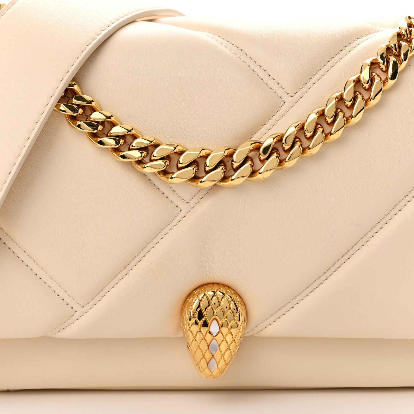 Calfskin Matelasse Mini Serpenti Cabochon Crossbody Bag Ivory Opal