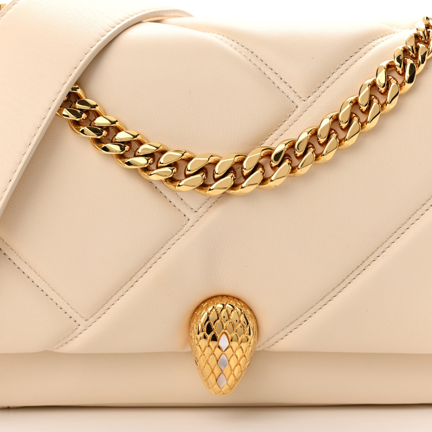 Bulgari Calfskin Matelasse Mini Serpenti Cabochon Crossbody Bag Ivory Opal 8 of 23