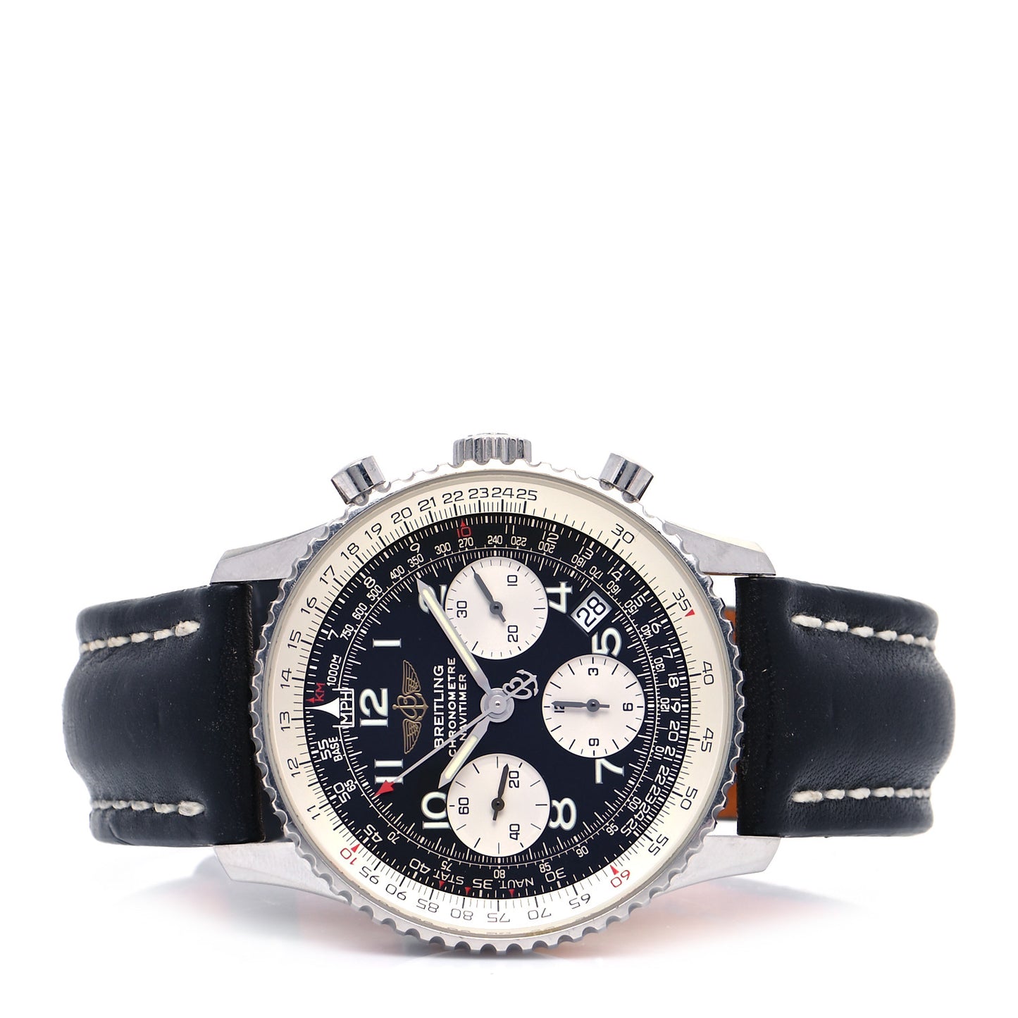 Stainless Steel Calfskin 42mm Navitimer Chronograph Automatic Watch Black A2332212