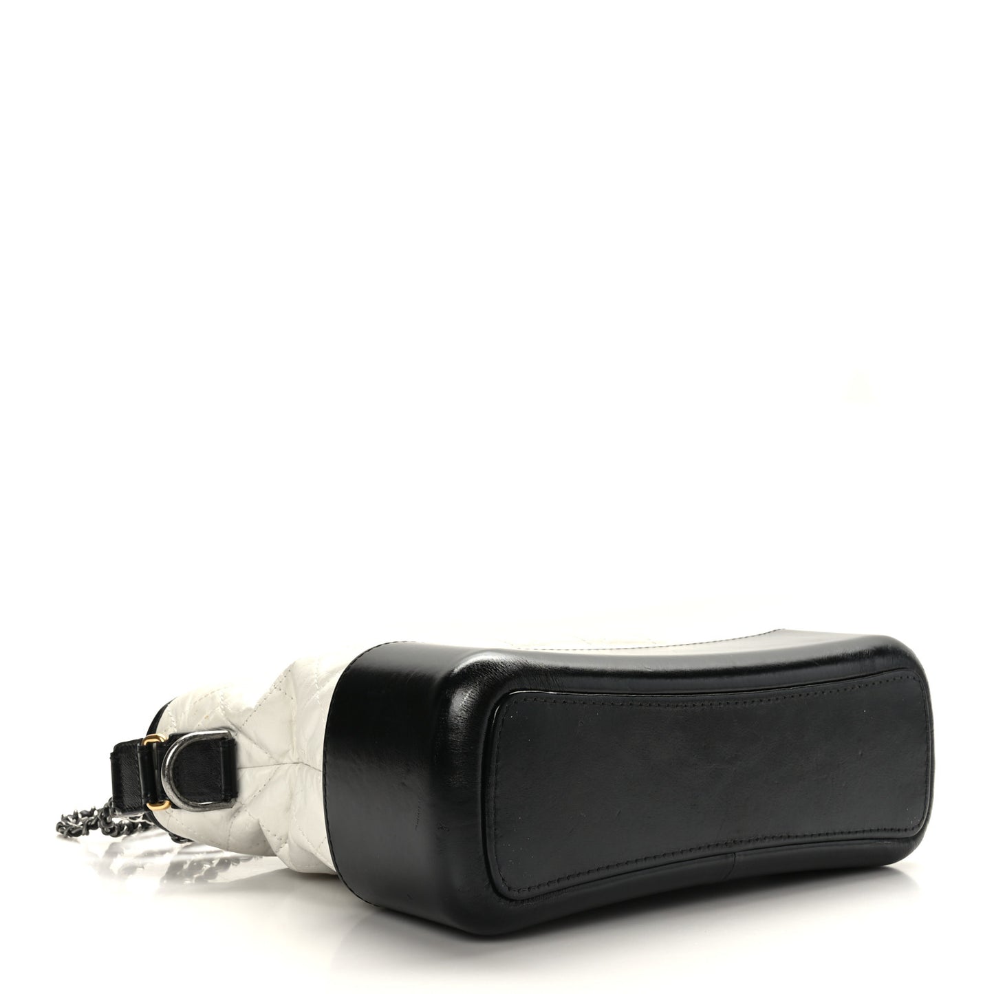 Aged Calfskin Quilted Medium Gabrielle Hobo Black White