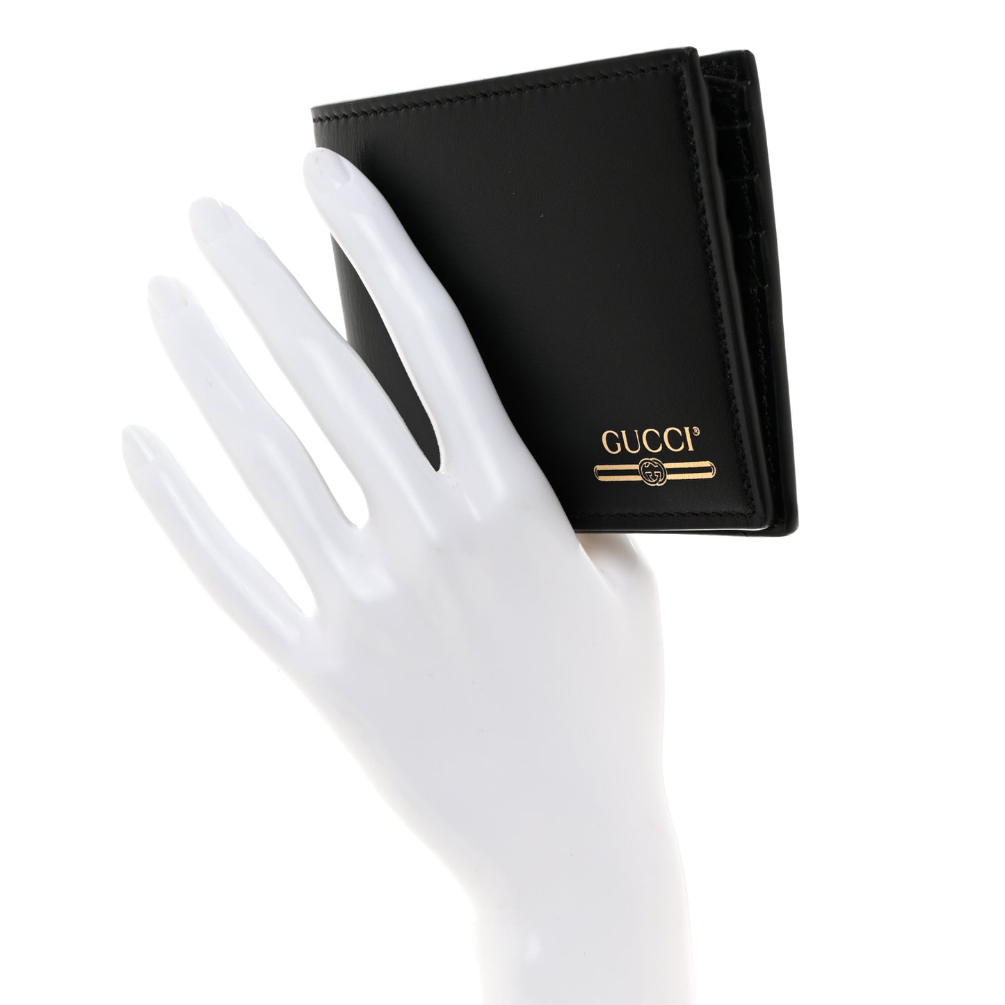 Plutone Calfskin Logo Bi-Fold Wallet Black