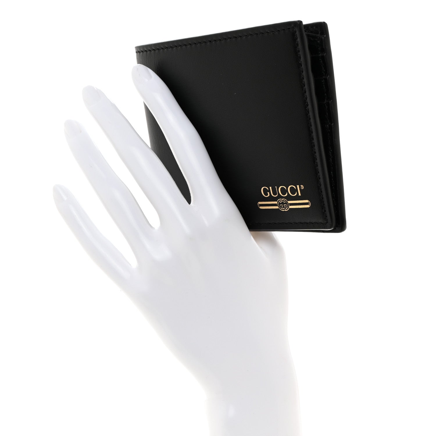 Gucci Plutone Calfskin Logo Bi-Fold Wallet Black 2 of 8