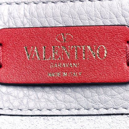 Valentino Garavani Grained Calfskin Rockstud Shoulder Tote Pastel Grey 8 of 11