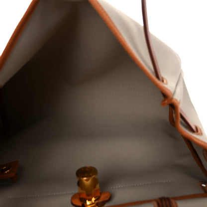 Hermes Military Toile Vache Hunter Herbag Zip Retourne 31 PM Beton Naturel 6 of 11