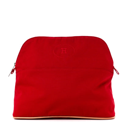 Hermes Cotton Bolide Travel Cosmetic Pouch Rouge 1 of 10