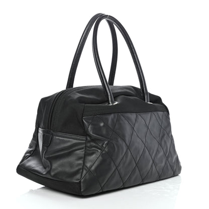 Chanel Coated Canvas Quilted Paris Biarritz Bowler Black 2 of 4