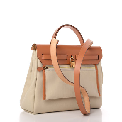 Hermes Vache Hunter Toile Herbag Zip 31 PM Trench Gold 3 of 10