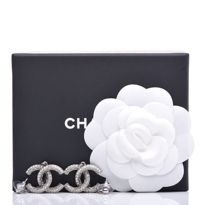 Chanel Baguette Crystal CC Dangle Earrings Silver 5 of 5