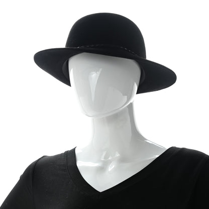 Hermes Felt Goatskin Lambskin Hat 58 Black 2 of 8