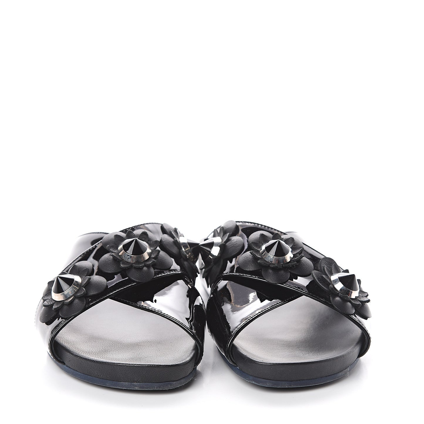 Patent Flowerland Slide Sandals 37.5 Black