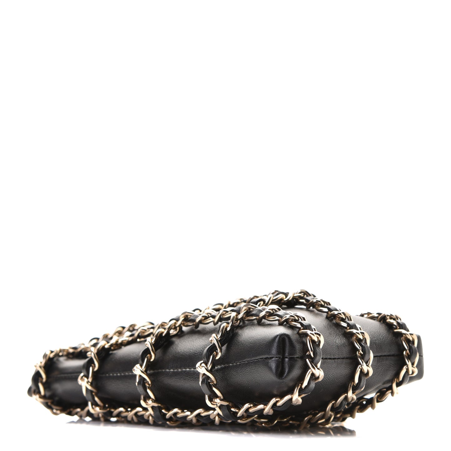 Lambskin Tech Me Out Clutch With Chain Black
