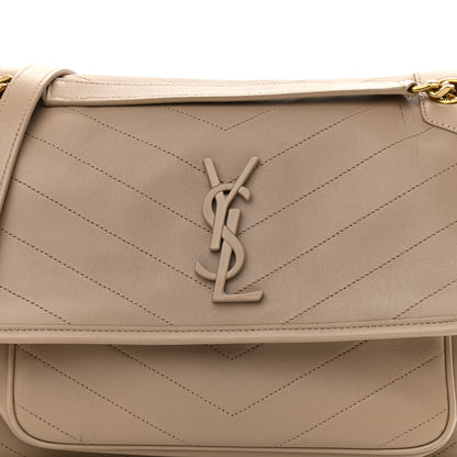 Saint Laurent Lambskin Matelasse Monogram Medium Niki Chain Satchel Dark Beige 8 of 11
