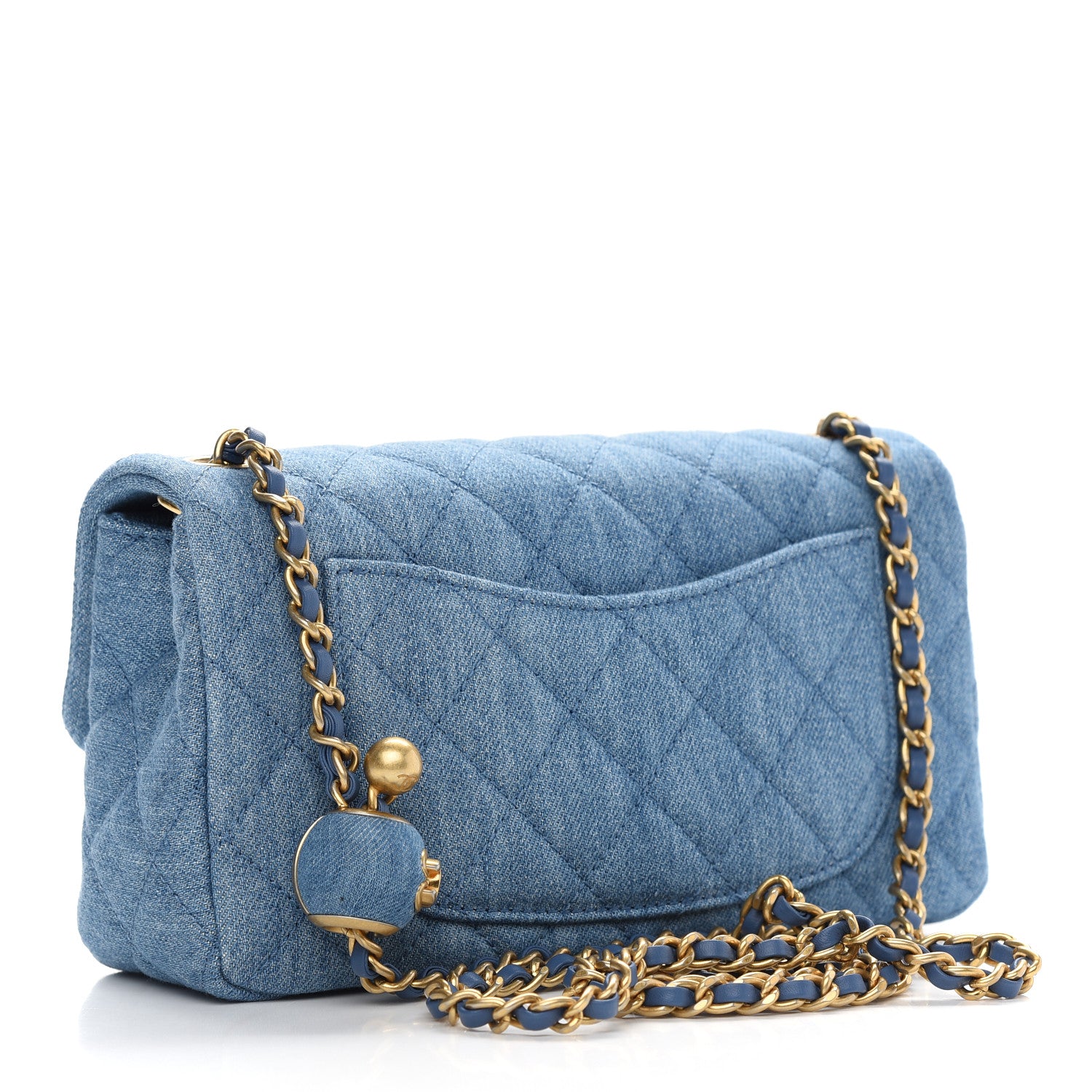Chanel Denim Quilted Mini Pearl Crush Rectangular Flap Blue 3 of 9