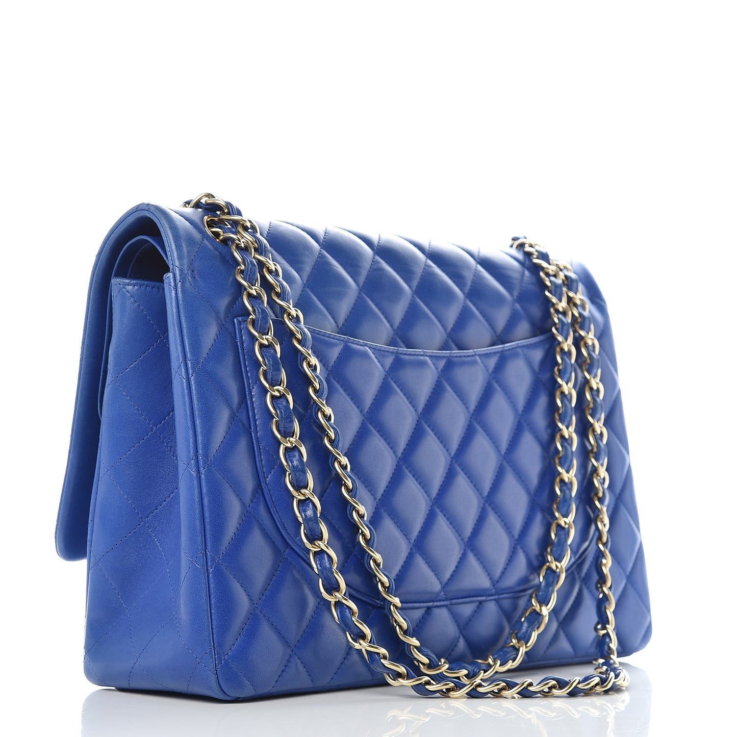 Lambskin Quilted Maxi Double Flap Blue